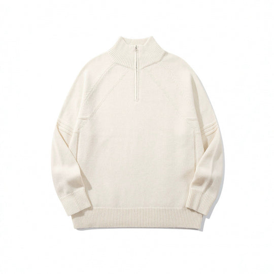 Unisex Strick-Halbzip-Pullover mit hohem Rippkragen und Raglanärmeln Shop Nory