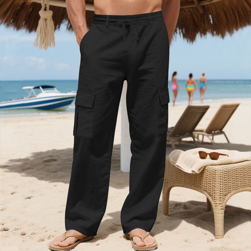 Herren Relaxed-Fit Cargo-Strandhose mit elastischem Bund und aufgesetzten Klappentaschen Shop Nory