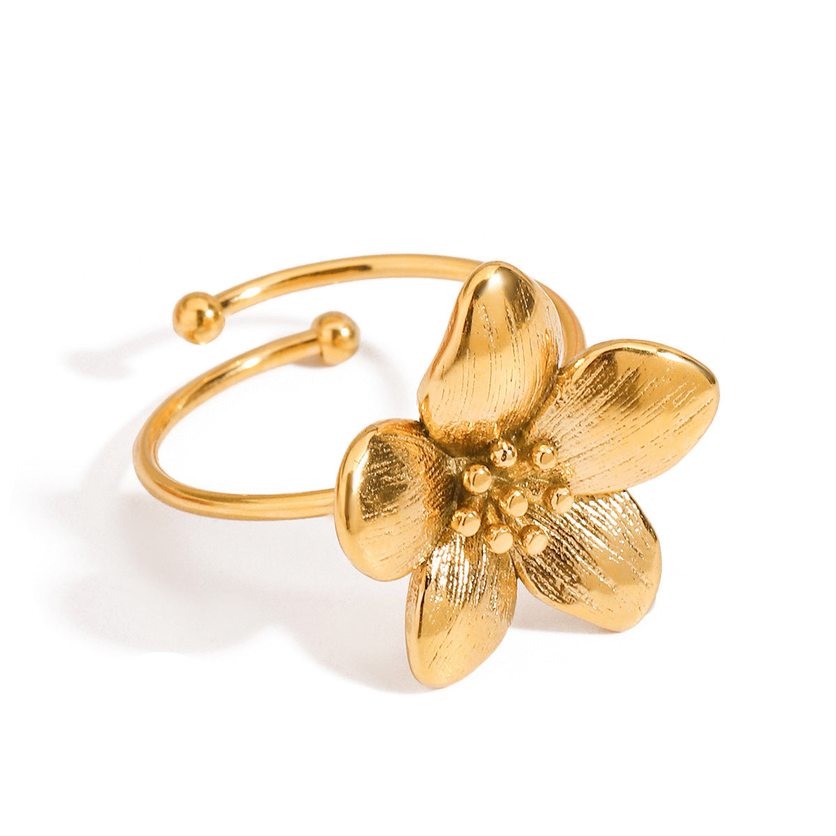 Damen Offenes Armband mit kunstvollem Blumenmotiv aus hypoallergenem Edelstahl Shop Nory