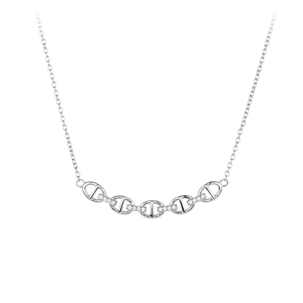 Damen Halskette mit stilvollem Gliederdesign und funkelnden Zirkonia Shop Nory