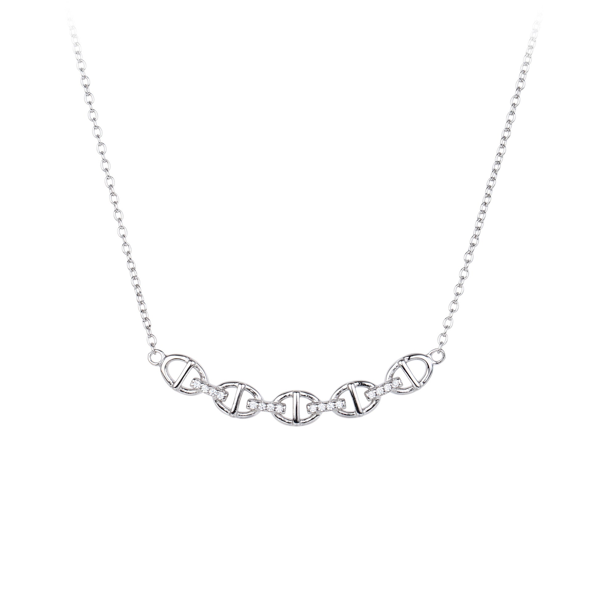 Damen Halskette mit stilvollem Gliederdesign und funkelnden Zirkonia Shop Nory