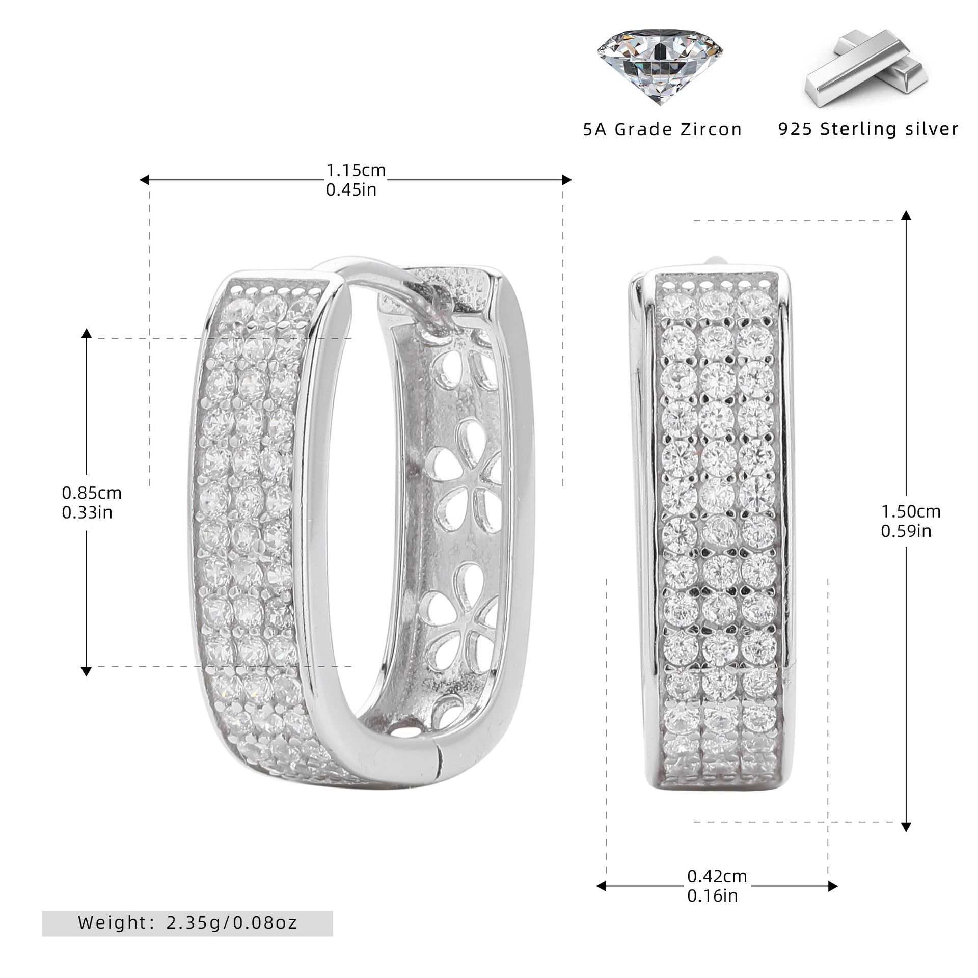 Damen Creolen mit funkelnden Zirkon-Steinen und elegantem Design Shop Nory