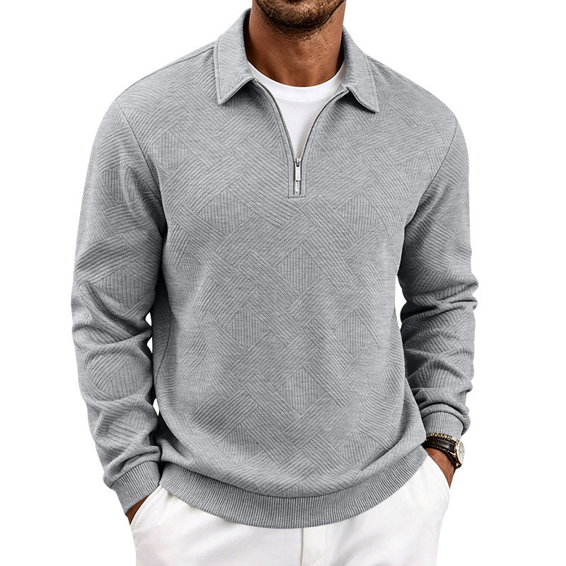 Herren Strukturierter Halbzip-Pullover mit Stehkragen und Rippbündchen Shop Nory