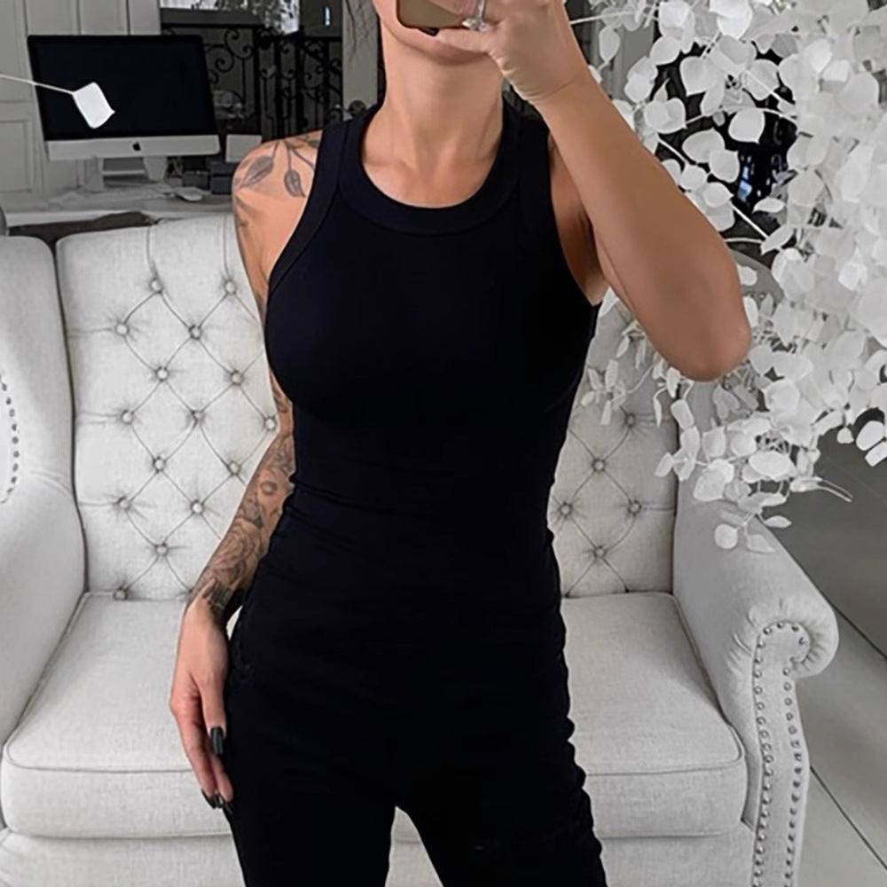 Damen ärmelloses Basic-Top aus atmungsaktivem Material