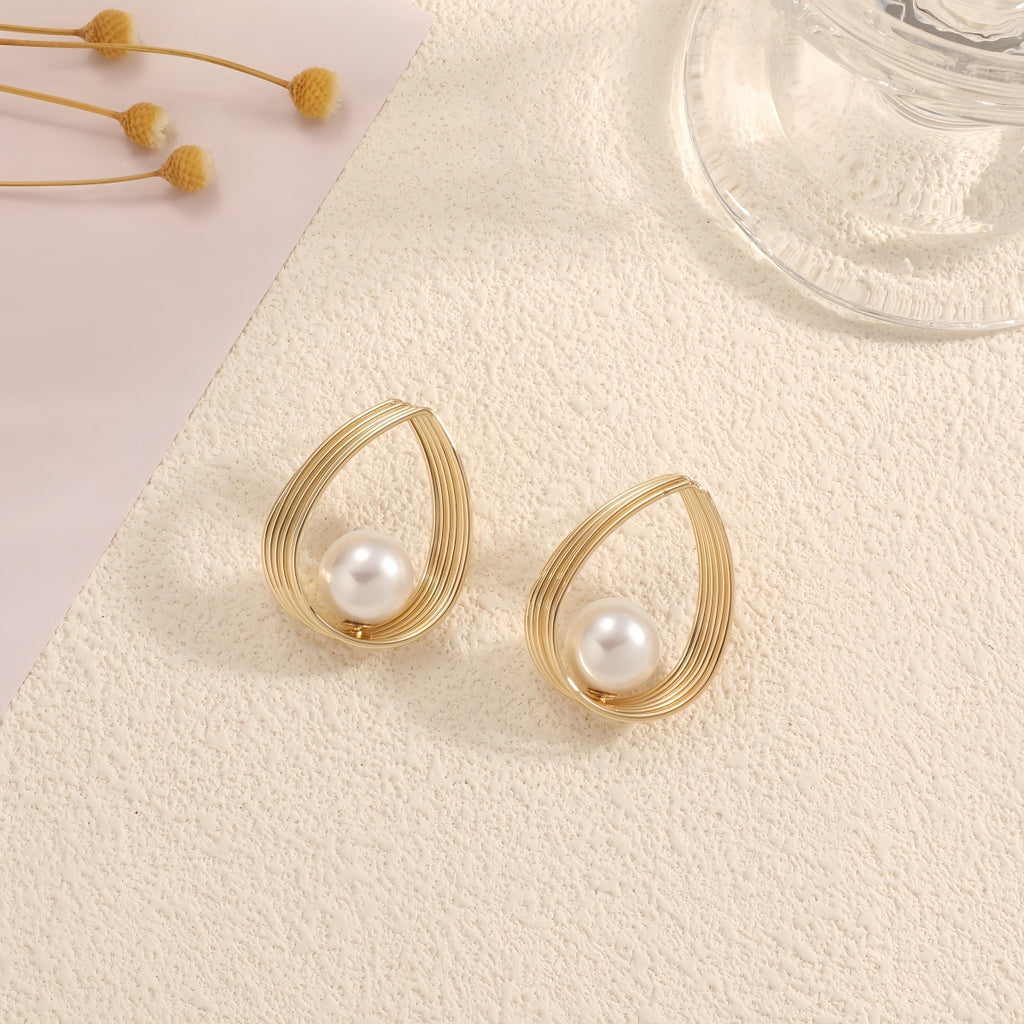 Damen Ohrringe mit eleganter Perlen- und geometrischer Form Shop Nory