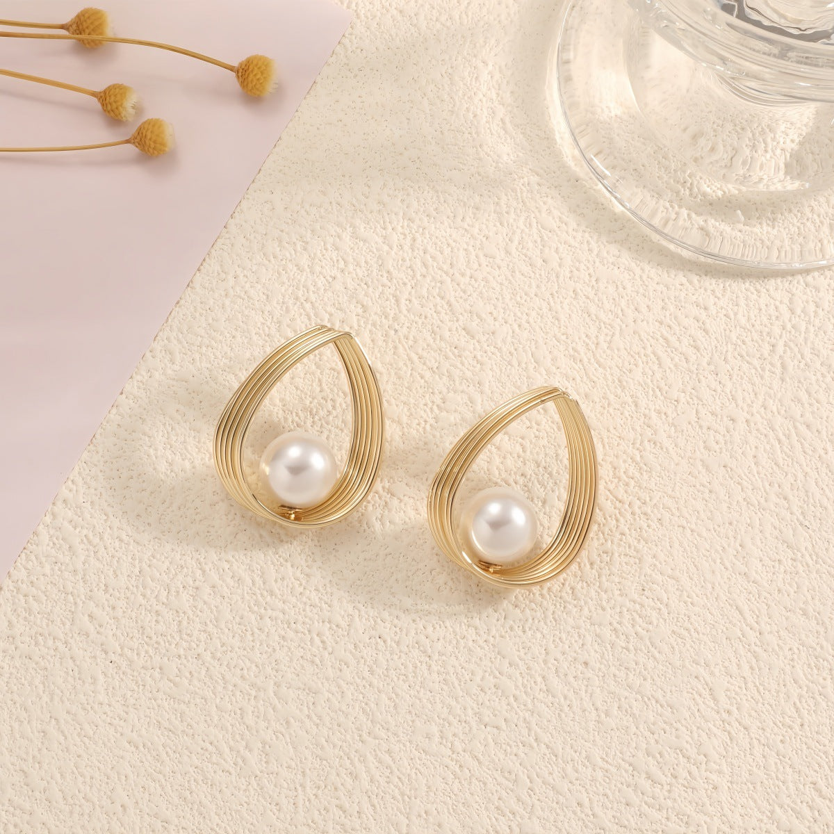 Damen Ohrringe mit eleganter Perlen- und geometrischer Form Shop Nory
