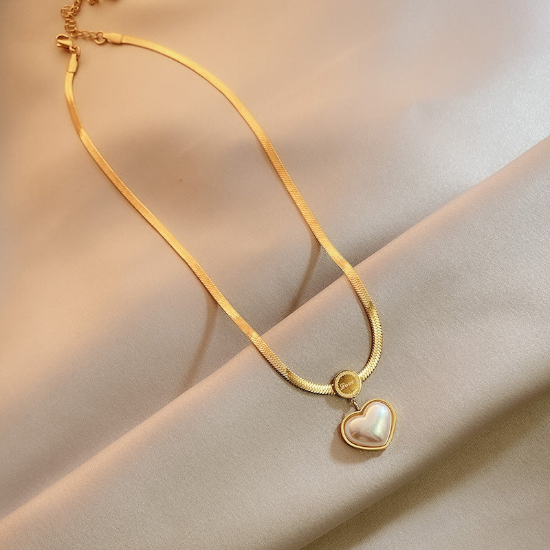 Damen Herzförmige Halskette mit Goldkette Shop Nory