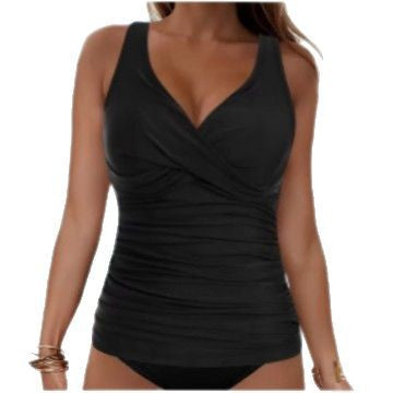 Damen elegantes Wickel-Badeoberteil mit Rüschen