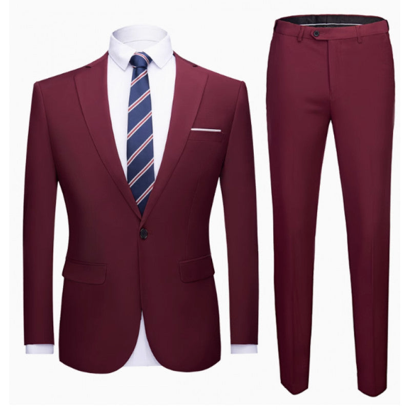 Herren Zweiteiliger Slim-Fit Anzug mit Ein-Knopf-Sakko und schmaler Anzughose Shop Nory