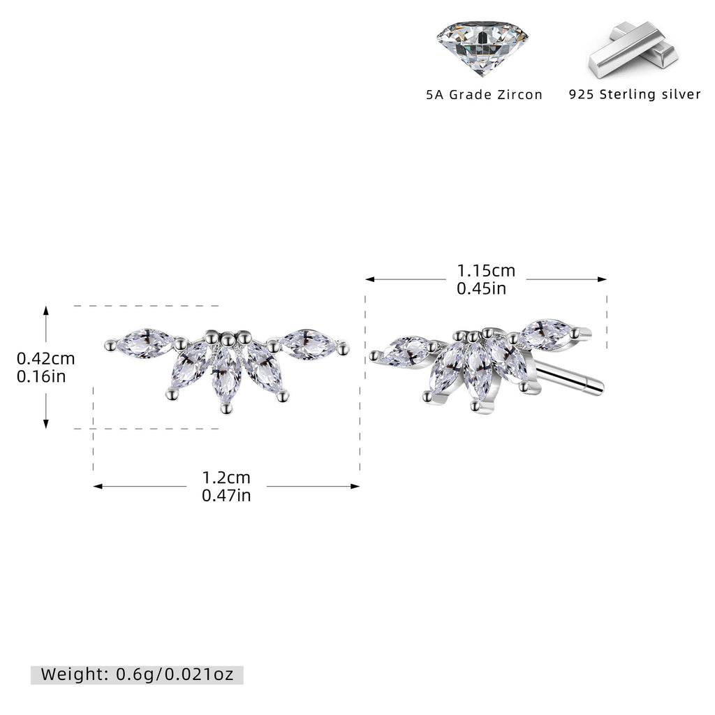 Damen Ohrstecker mit eleganten Zirkonia-Verzierungen aus 925 Sterling Silber Shop Nory