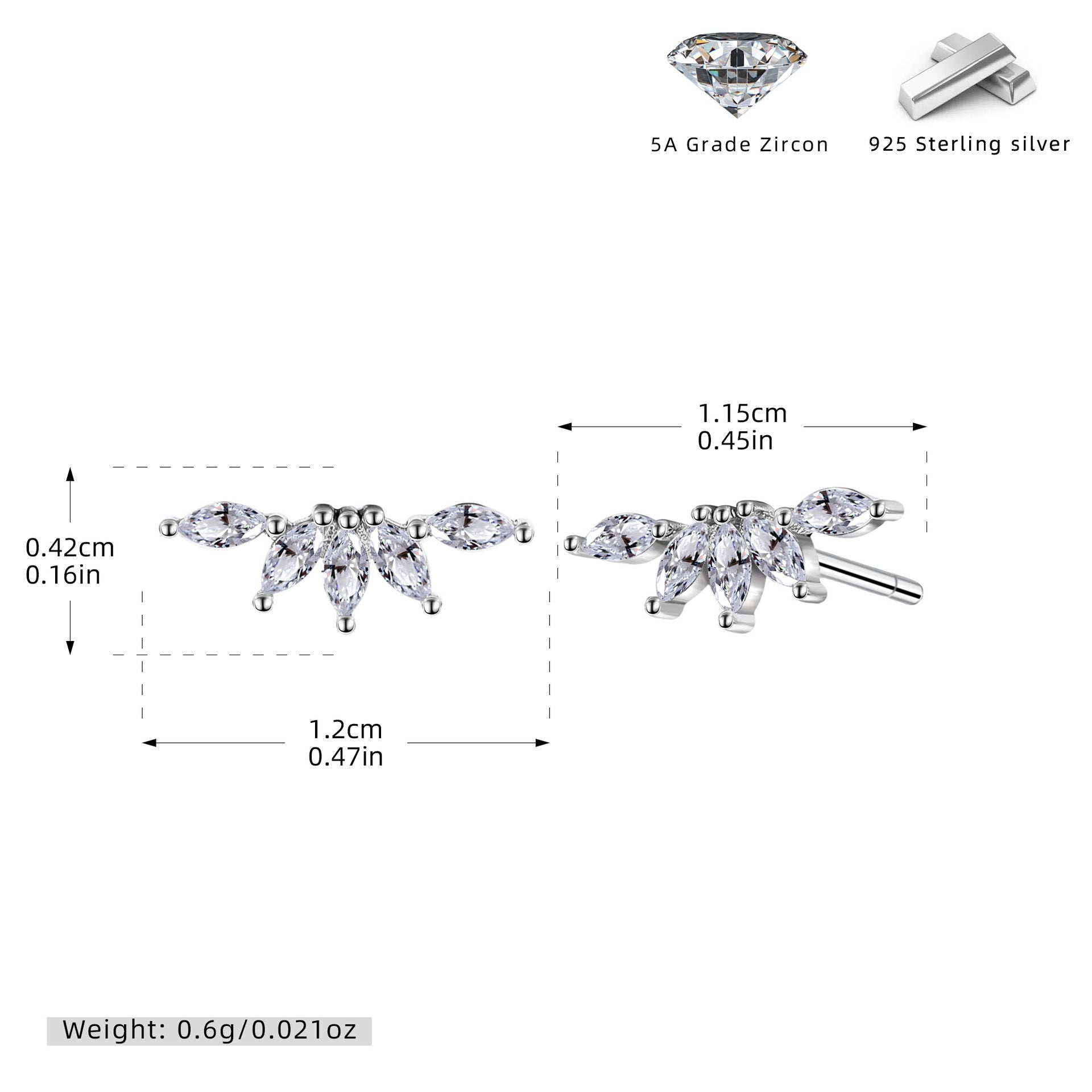 Damen Ohrstecker mit eleganten Zirkonia-Verzierungen aus 925 Sterling Silber Shop Nory