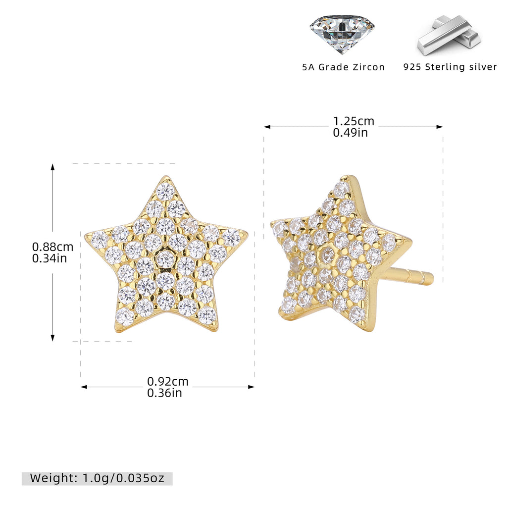 Damen Ohrstecker mit funkelndem Sternendesign aus 925 Sterling Silber Shop Nory