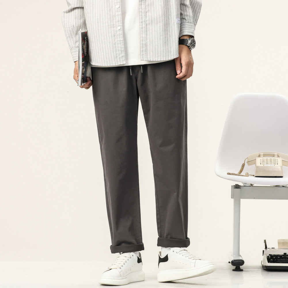 Herren Leichte Baumwoll-Mix-Hose mit elastischem Kordelbund und geradem Bein Shop Nory