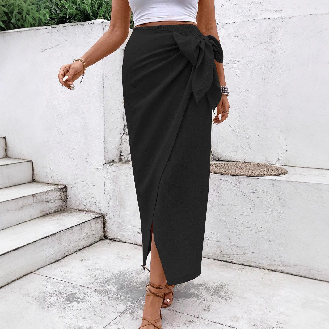 Damen Eleganter Wickelrock mit Schleifendetail
