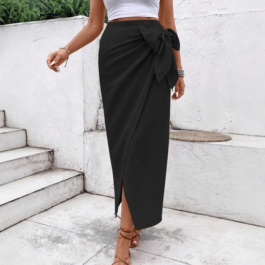 Damen Eleganter Wickelrock mit Schleifendetail