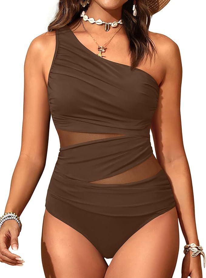 Damen stilvoller Badeanzug mit asymmetrischem Schnitt