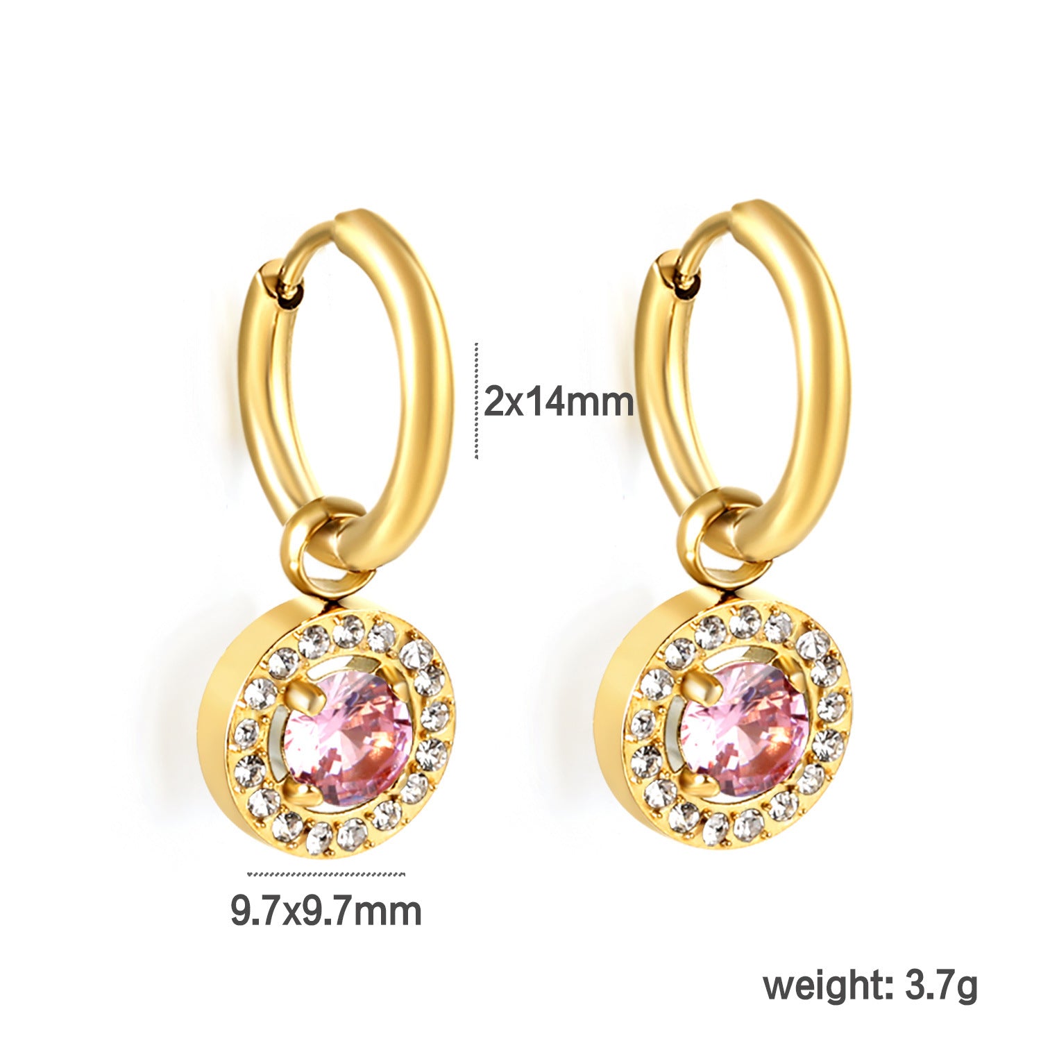 Damen Hängende Ohrstecker mit funkelndem grünem Zirkonia und goldplattierter Edelstahlfassung Shop Nory