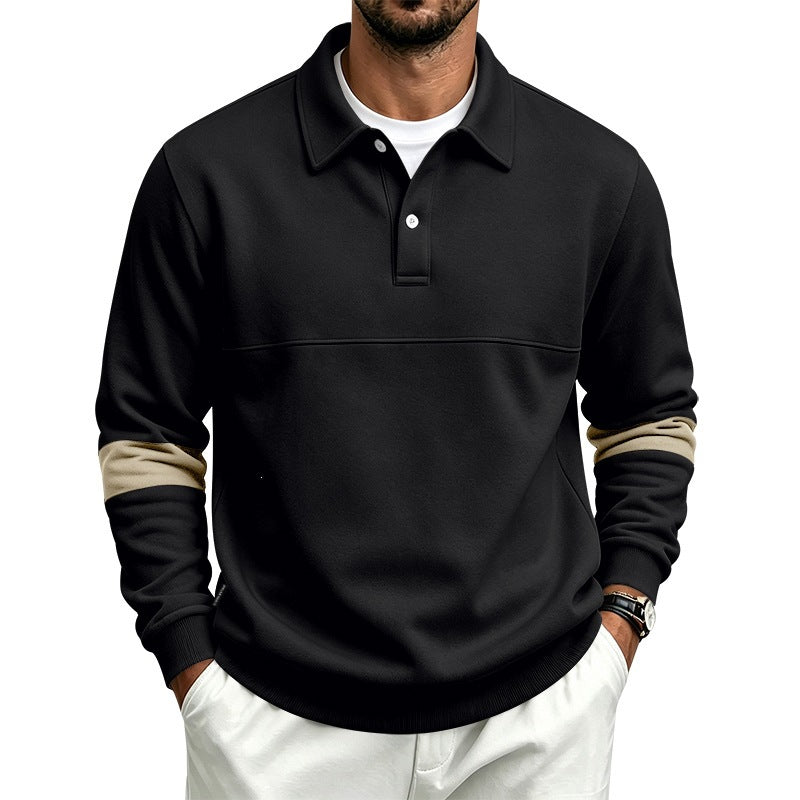 Herren Sportlich-lässiges Polo-Sweatshirt mit Halbknopfleiste und Ärmelkontrast Shop Nory