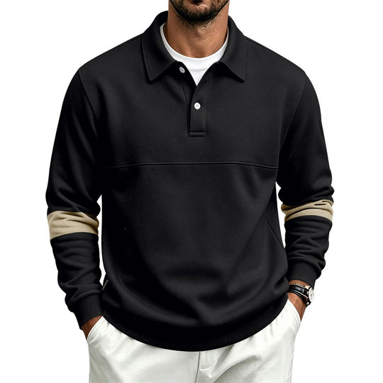 Herren Sportlich-lässiges Polo-Sweatshirt mit Halbknopfleiste und Ärmelkontrast Shop Nory