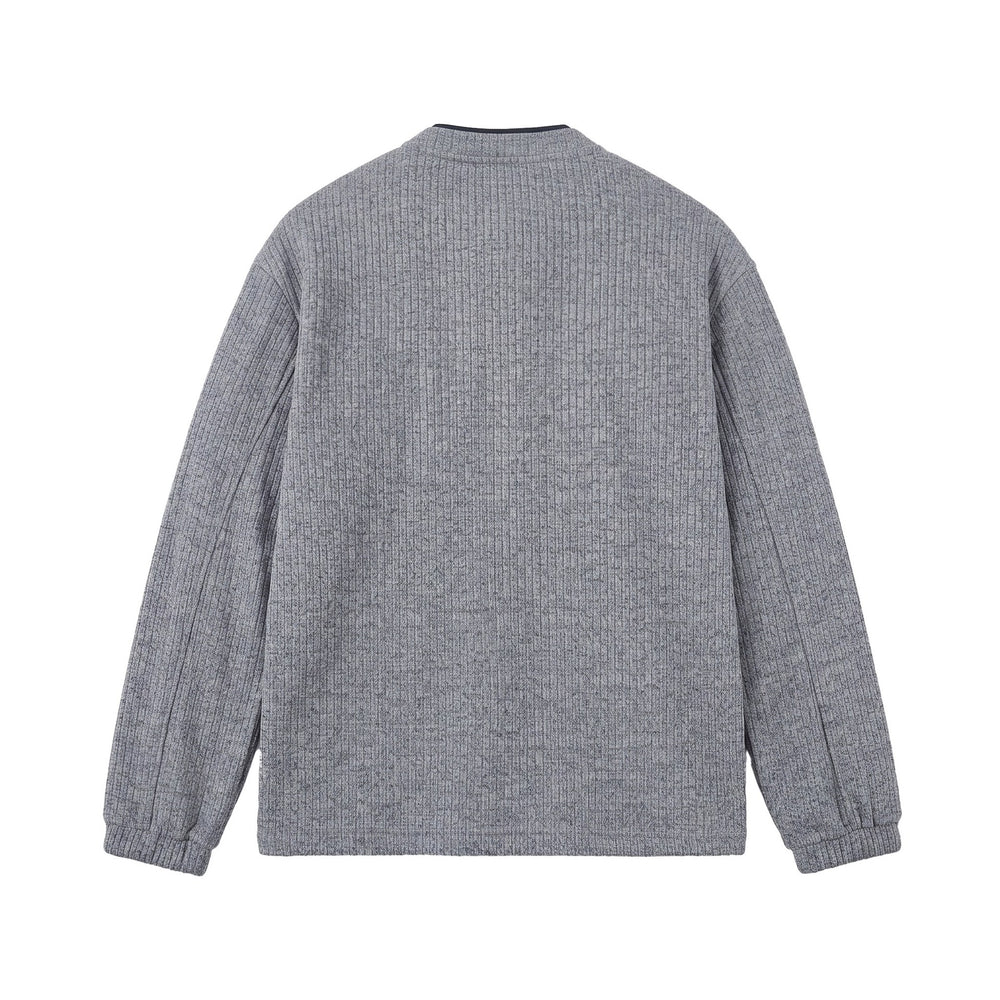 Herren Rippstruktur-Henley-Pullover mit Stehkragen und Knopfleiste Shop Nory