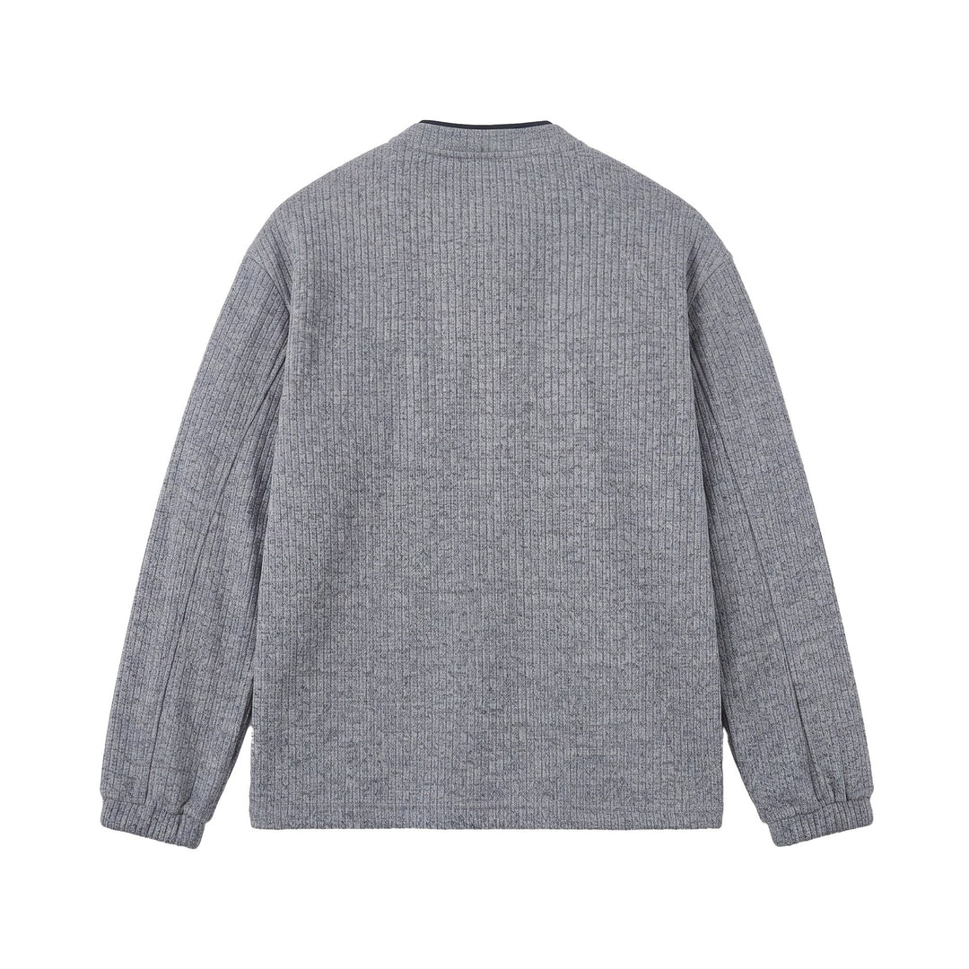 Herren Rippstruktur-Henley-Pullover mit Stehkragen und Knopfleiste Shop Nory