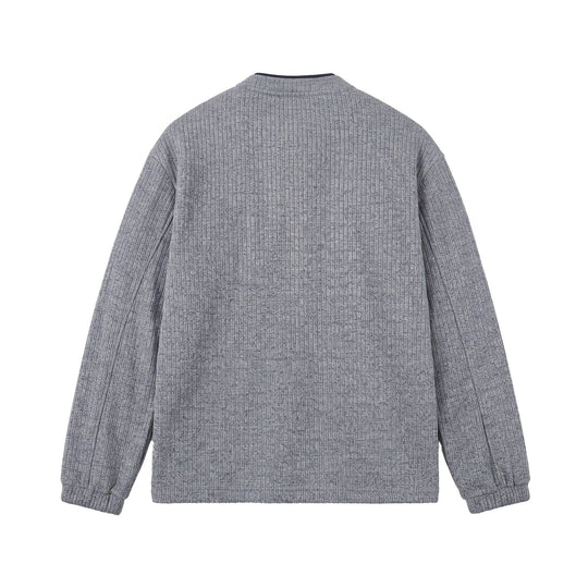 Herren Rippstruktur-Henley-Pullover mit Stehkragen und Knopfleiste Shop Nory