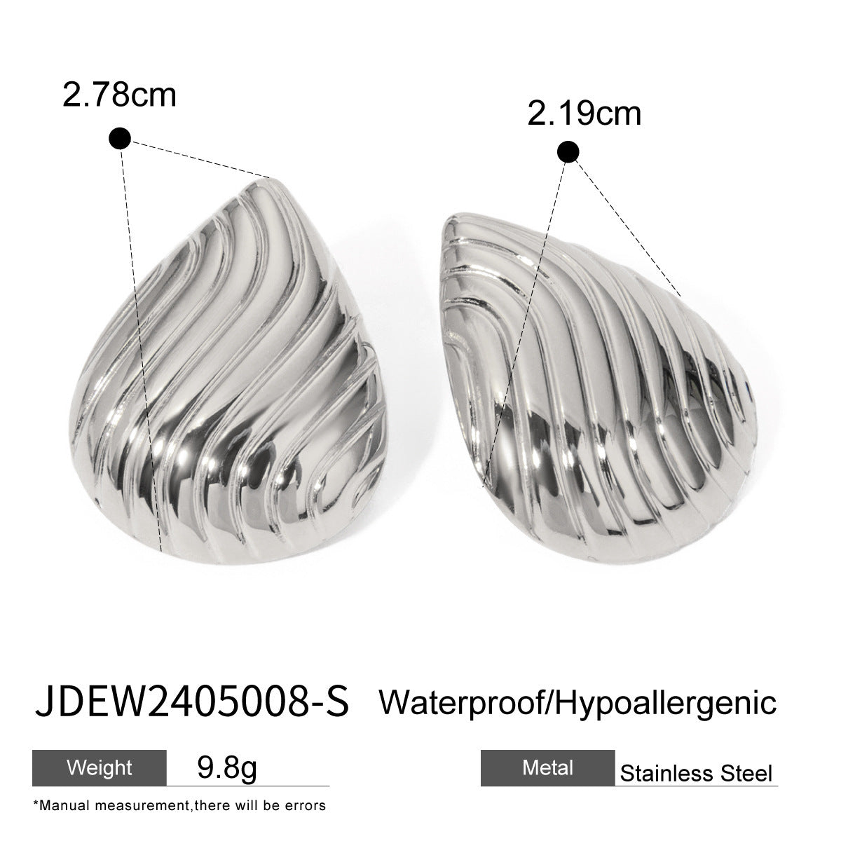 Damen Ohrhänger mit elegantem, geschwungenem Design aus hypoallergenem Edelstahl Shop Nory