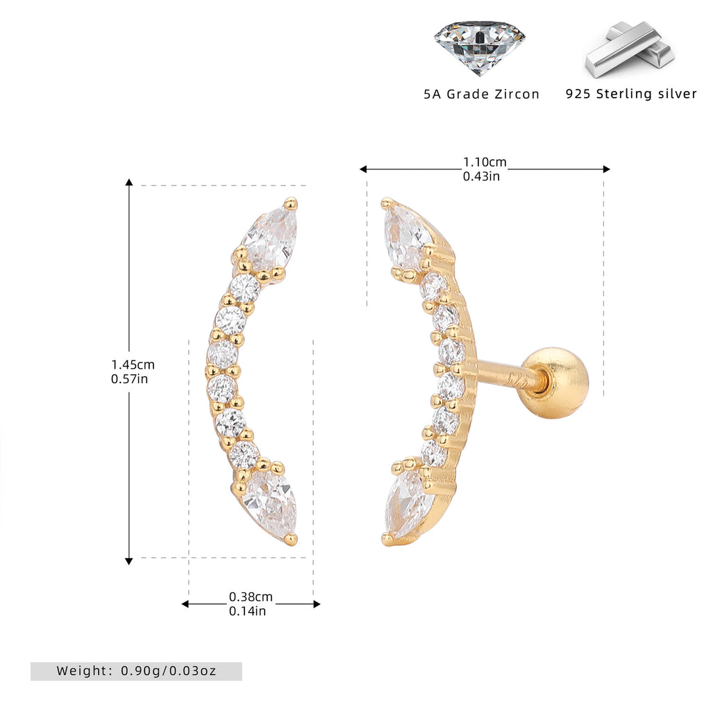 Damen Ohrstecker mit funkelnden Zirkonstein-Elementen aus 925 Sterling Silber Shop Nory