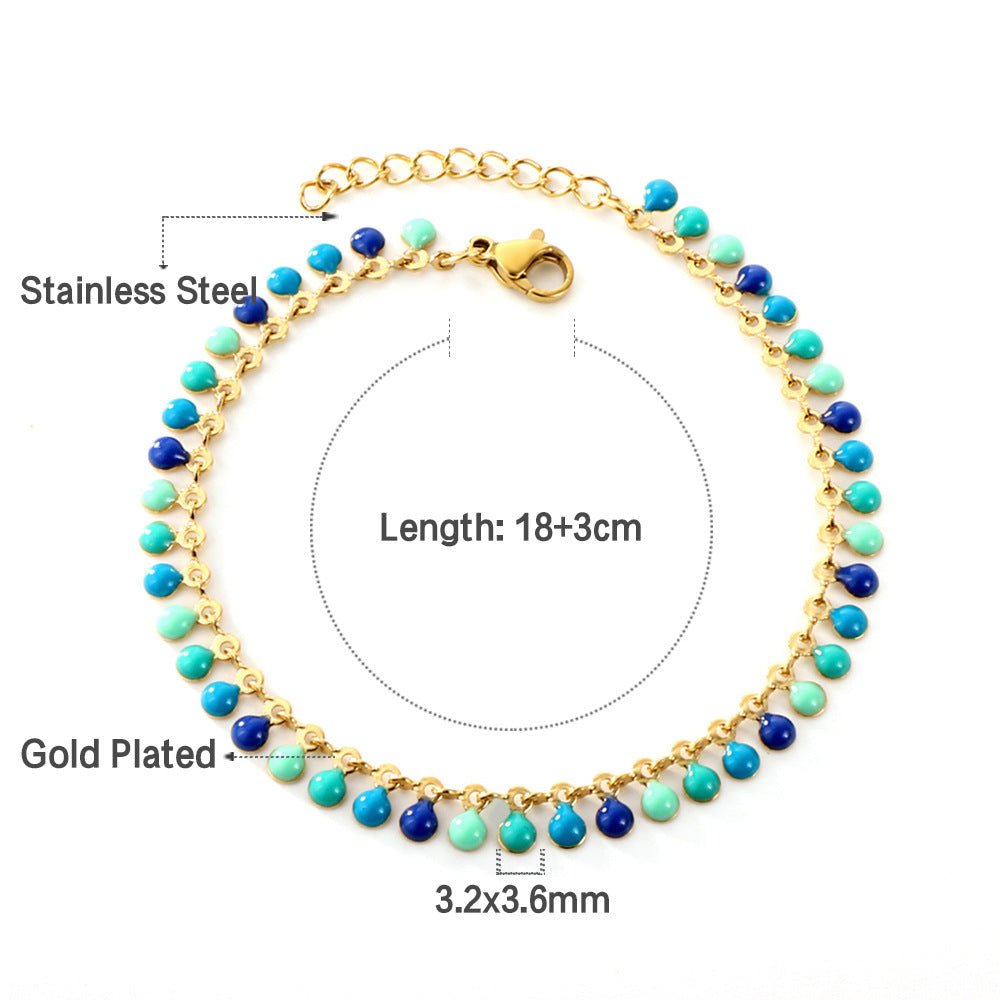 Damen Armband aus Edelstahl mit bunten Herz-Elementen und feiner Goldbeschichtung Shop Nory