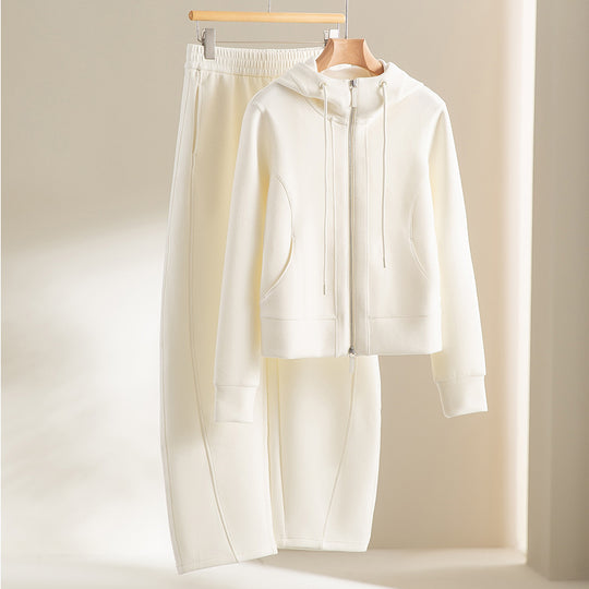 Damen Kurze Kapuzen-Sweatjacke mit Zwei-Wege-Reißverschluss und Kängurutaschen Shop Nory
