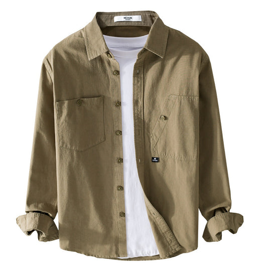 Herren Leichtes Hemdjacken-Overshirt aus Baumwolltwill mit asymmetrischer Brusttasche und lockerem Schnitt Shop Nory