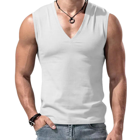 Herren nan figurbetontes ärmelloses V-Ausschnitt Muskelshirt