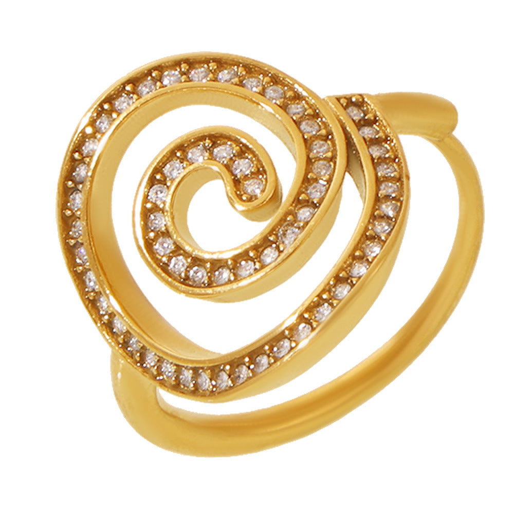 Damen Spiralring mit Zirkonbesatz und hochwertiger Edelstahl-Oberfläche Shop Nory