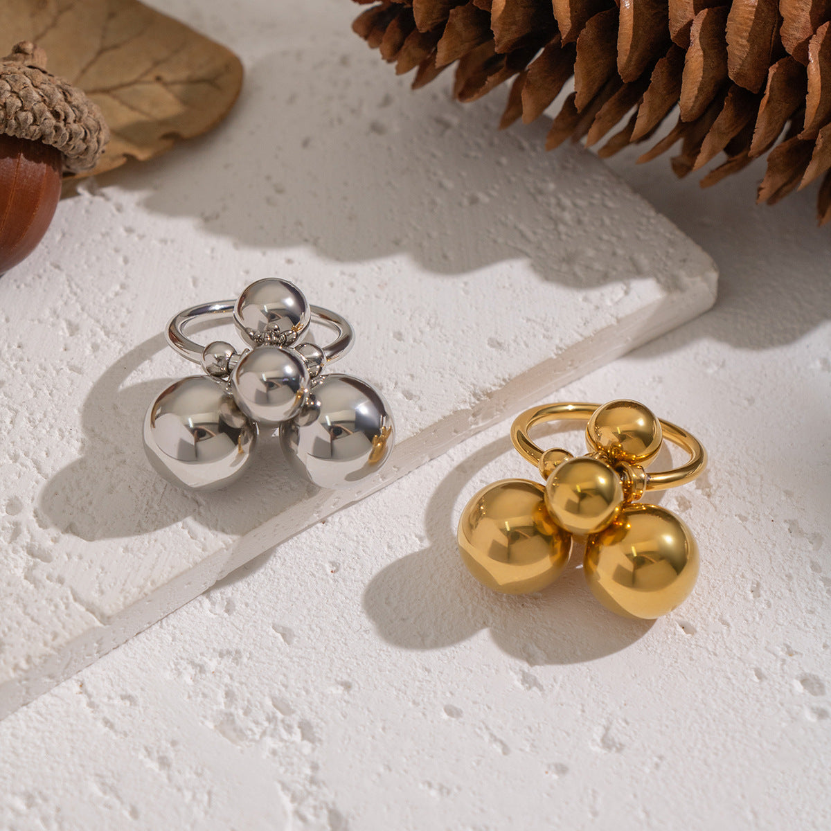Damen-Statement-Ring mit geometrischen Kugeln Shop Nory