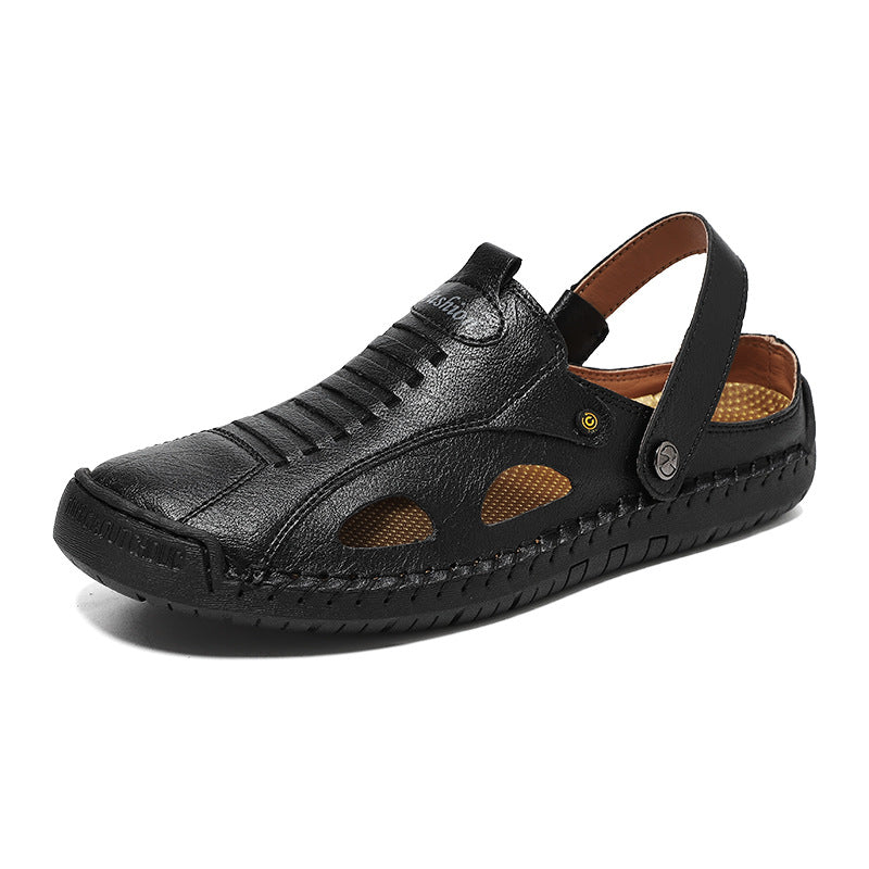 Herren Atmungsaktive Lederfreizeitschuhe mit offenem Fersendesign