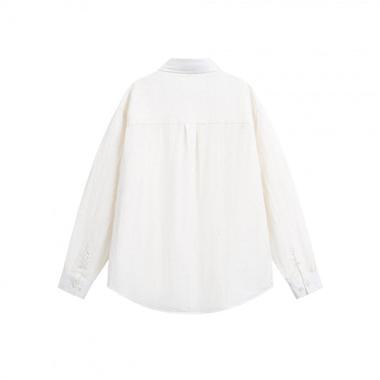 Unisex Oversize Leichtes Leinenmix-Hemd mit Brusttasche, Umlegekragen und Ärmelumschlag Shop Nory