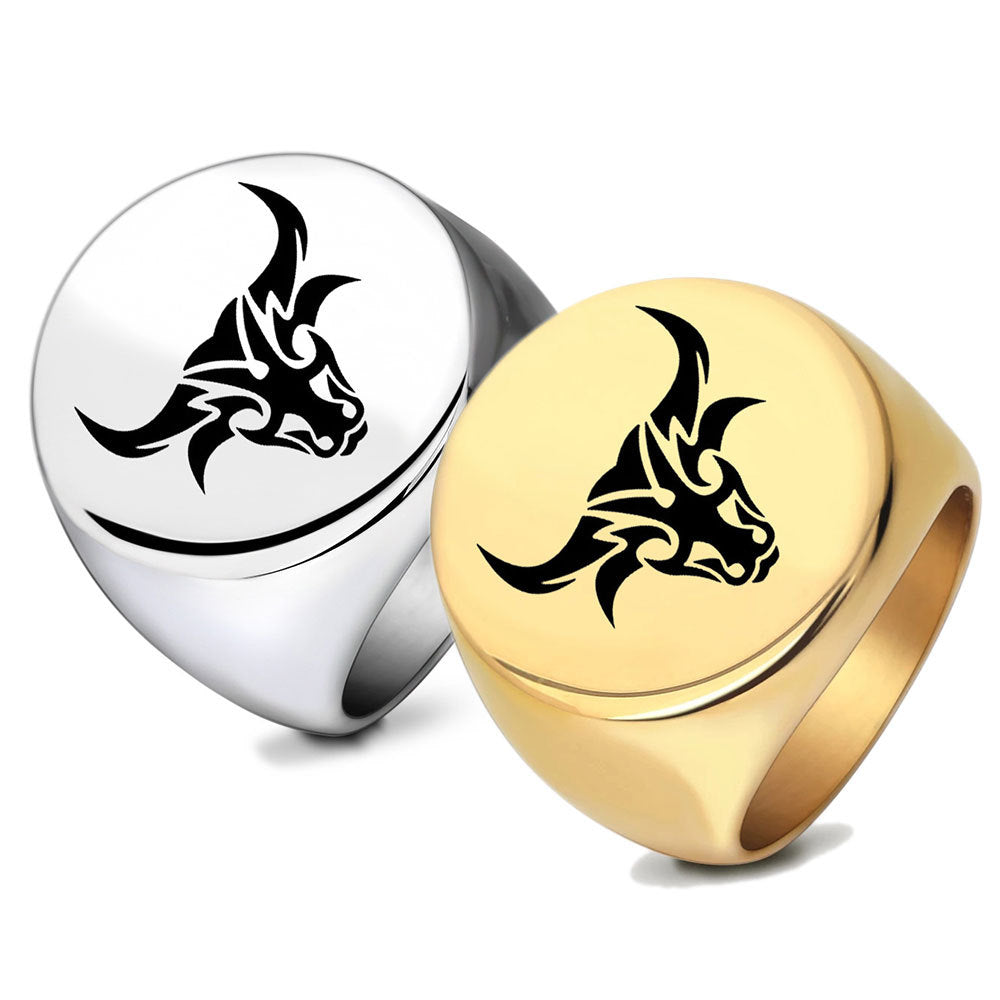 Herren Ring mit kunstvollem Stierkopf-Design Shop Nory
