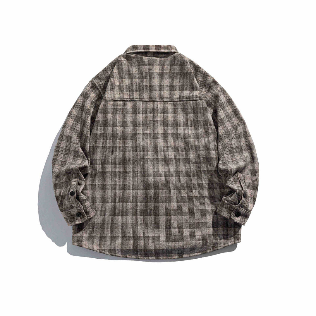 Herren Karierte Hemdjacke aus Wollmischung mit Overshirt-Schnitt und aufgesetzter Brusttasche Shop Nory