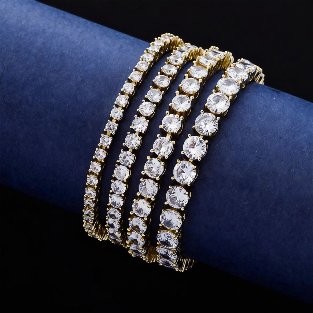 Elegantes Tennisarmband Mehrreihig mit Funkelnden Zirkonia und Sicherer Steckschließe