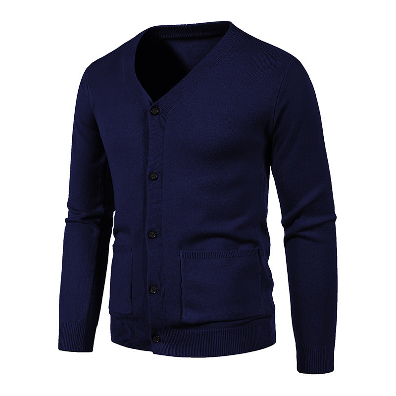 Herren Strickjacke mit V-Ausschnitt und praktischen Taschen