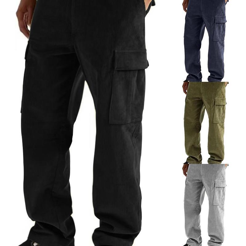 Herren nan Cord-Cargo-Jogginghose mit elastischem Bund, Kordelzug und aufgesetzten Klappentaschen Shop Nory