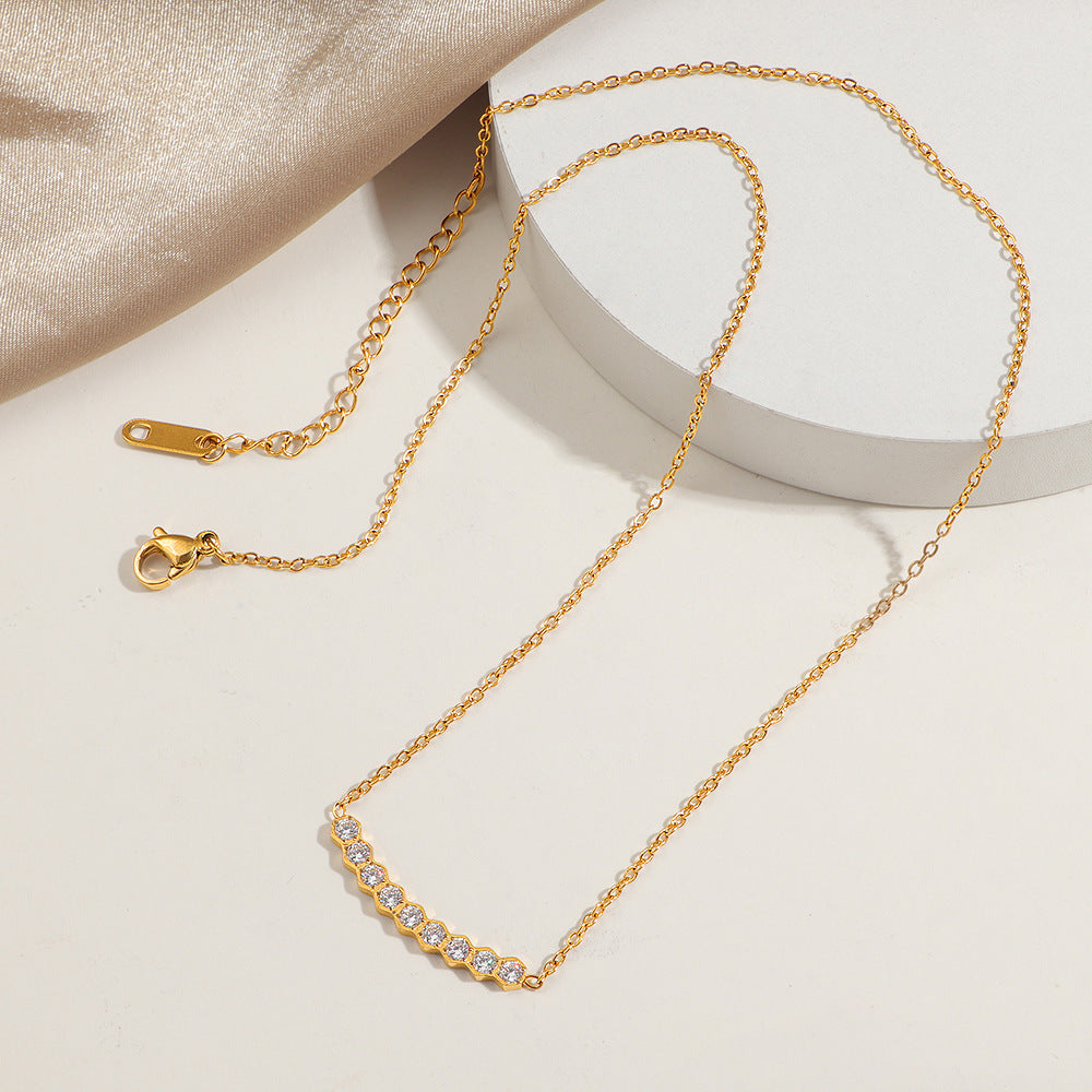 Damen Glänzende Edelstein-betonte Bar Kette Shop Nory