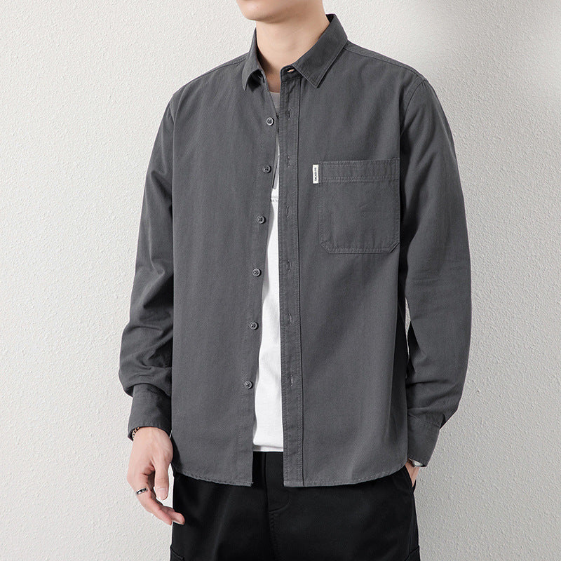 Herren Lässiges Utility-Overshirt aus Canvas mit Brusttasche und verstärkten Nähten Shop Nory