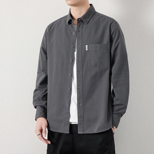 Herren Lässiges Utility-Overshirt aus Canvas mit Brusttasche und verstärkten Nähten Shop Nory