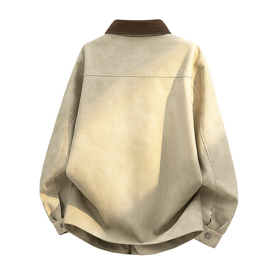 Herren Lässige Kunstlederjacke mit Stehkragen und praktischen Taschen Shop Nory