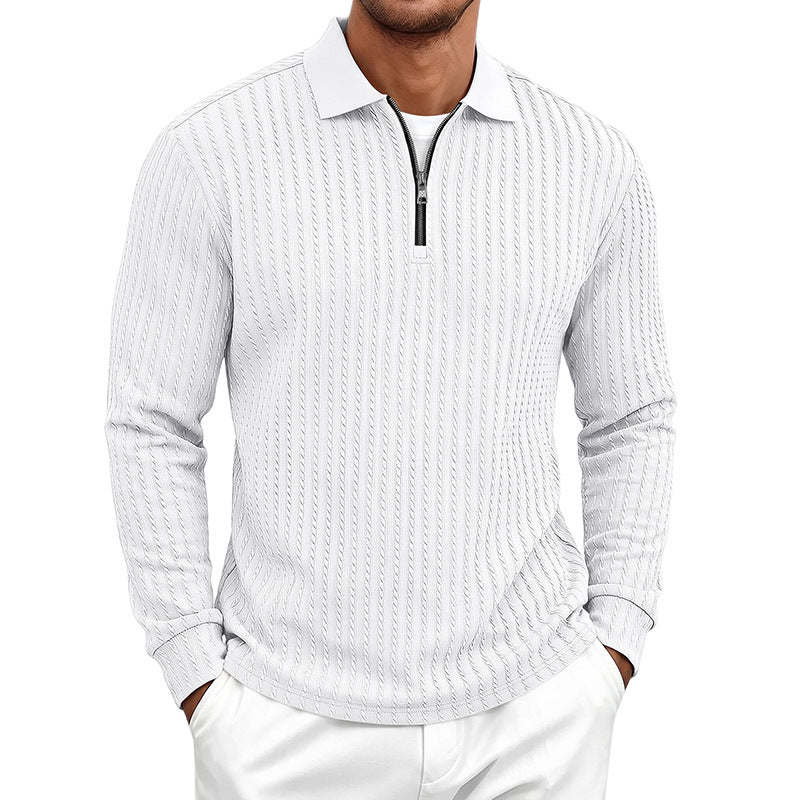 Herren Feinstrick-Polotroyer mit verdecktem Halbzip und Zopfstruktur Shop Nory