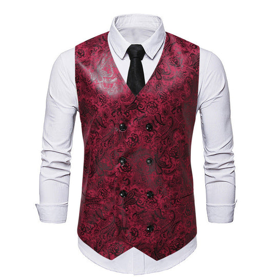 Herren elegante Weste mit floralem Design und Doppelreihe