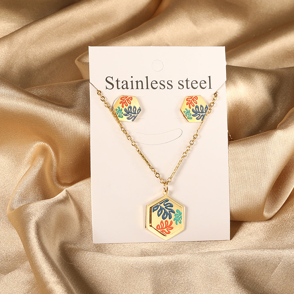 Damen Schmuckset mit buntem Anhänger und eleganten Ohrringen Shop Nory