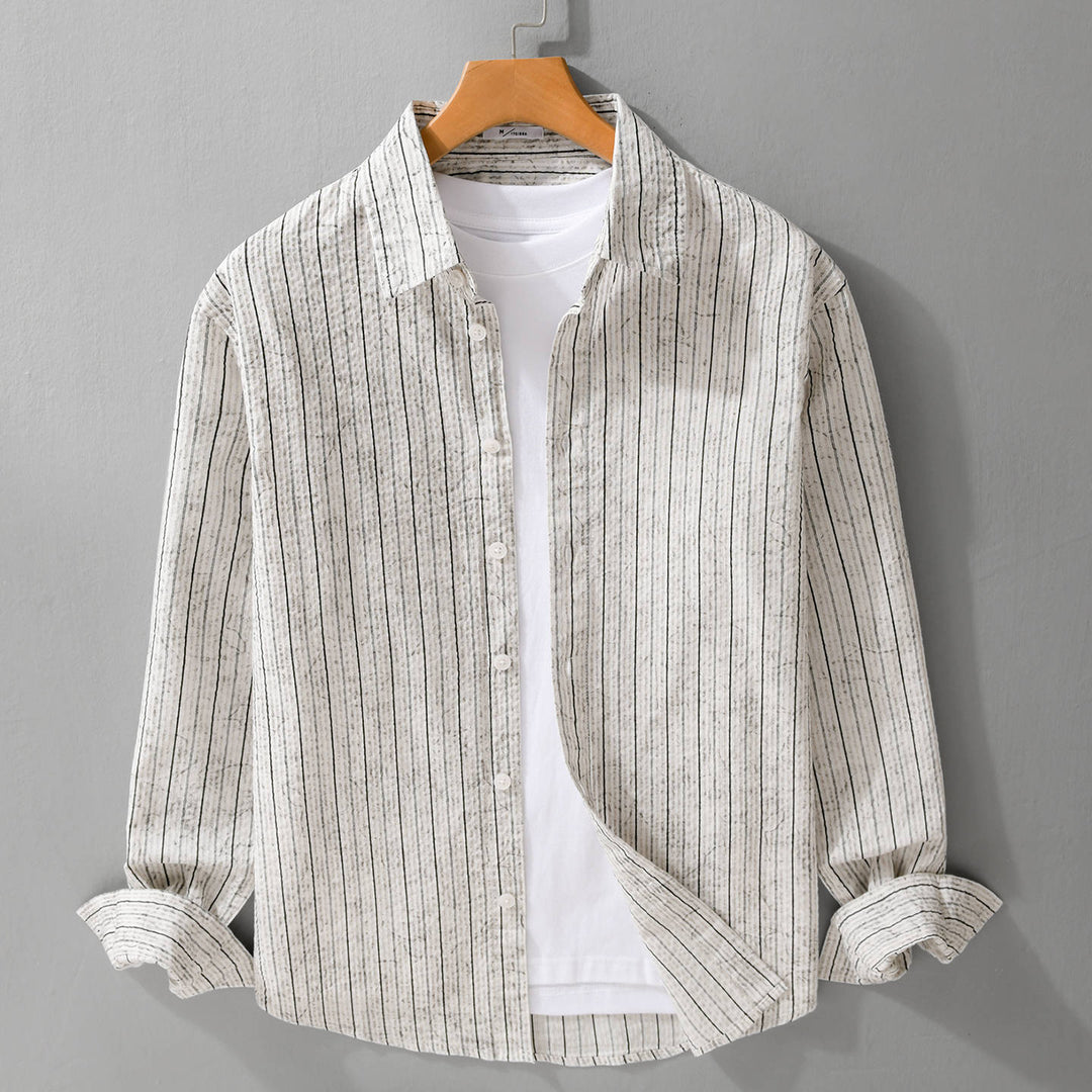 Herren Leichtes Langarm-Hemd mit feiner Nadelstreifenstruktur und Relaxed-Fit Shop Nory