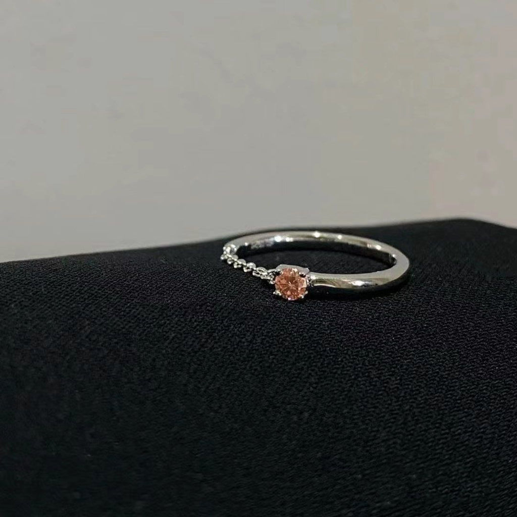 Damen Offener Ring mit funkelndem Stein und Kettenakzent Shop Nory